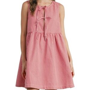Monteau Pink and White Striped Casual Dress